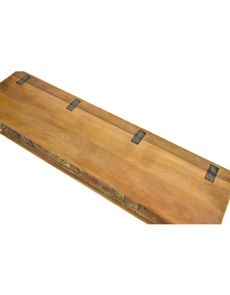 Truhla z teakového dřeva, ruční řezby, 170x44x43cm