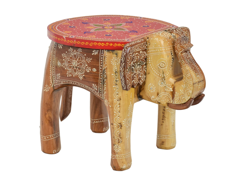 Stolička ve tvaru slona ručně malovaná, 47x34x35cm