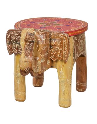 Stolička ve tvaru slona ručně malovaná, 47x34x35cm