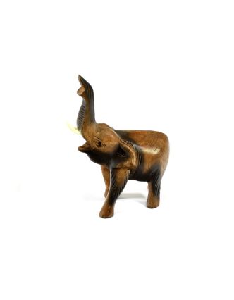 Soška slona z tropického dřeva, 13x6x19cm