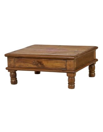 Starý čajový stolek z teakového dřeva, 34x34x15cm