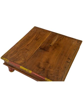 Starý čajový stolek z teakového dřeva, 43x43x16cm