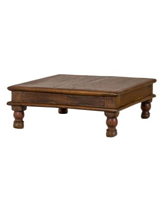 Starý čajový stolek z teakového dřeva, 40x40x17cm