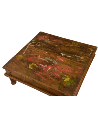 Starý čajový stolek z teakového dřeva, 41x42x16cm