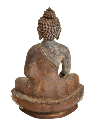 Buddha Šákyamuni, antik patina, keramika, ruční práce, 25cm