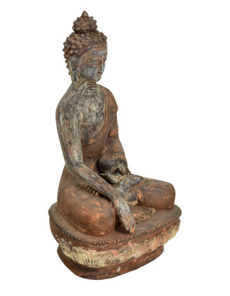 Buddha Šákyamuni, antik patina, keramika, ruční práce, 25cm