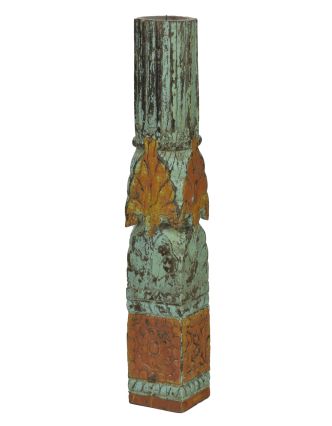 Dřevěný svícen ze starého teakového sloupu, 12x12x71cm