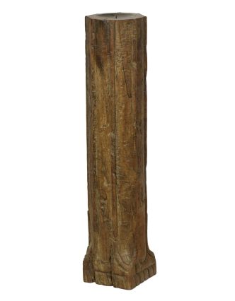 Dřevěný svícen ze starého teakového sloupu, 13x13x61cm