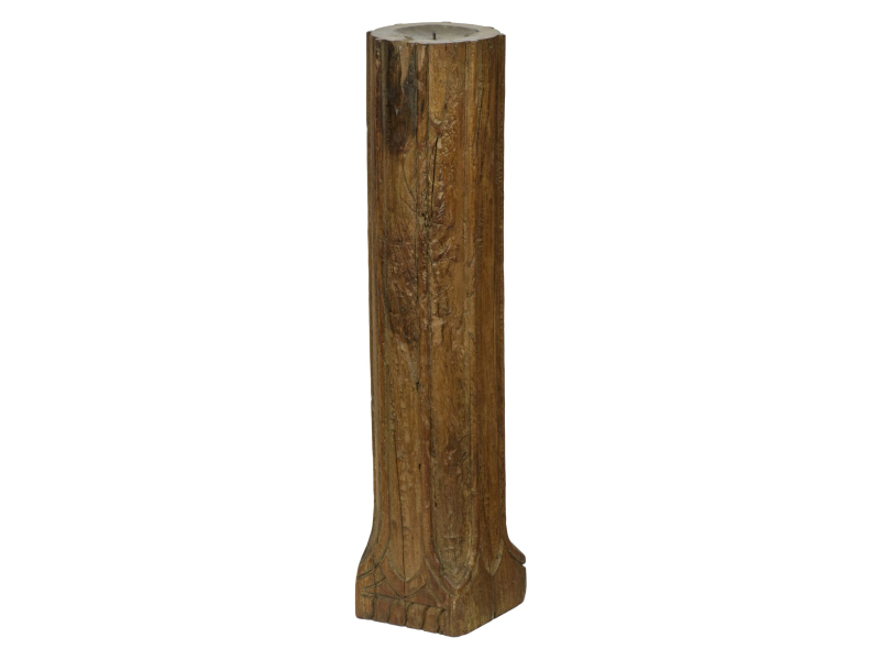 Dřevěný svícen ze starého teakového sloupu, 13x13x60cm