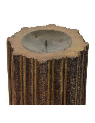 Dřevěný svícen ze starého teakového sloupu, 25x25x76cm