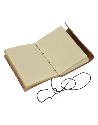 Notes v kožené vazbě, ruční papír, Slon, keltský znak, cca 12,5x17,5cm