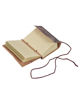 Notes v kožené vazbě, ruční papír, Páv, Mandala, cca 9,5x7,5cm