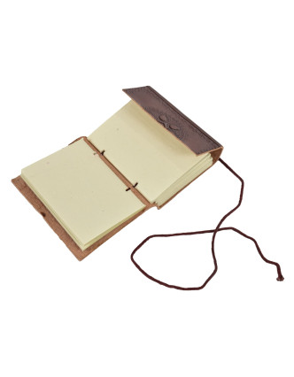 Notes v kožené vazbě, ruční papír, Óm, Mandala, cca 9,5x7,5cm