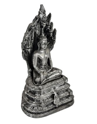 Narozeninový Buddha, sobota, stříbrná patina, 20cm