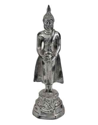 Narozeninový Buddha, středa, pryskyřice, stříbrná patina, 25cm