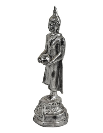 Narozeninový Buddha, středa, pryskyřice, stříbrná patina, 25cm