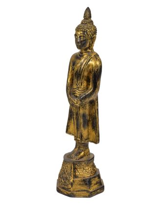 Narozeninový Buddha, neděle, pryskyřice, zlatá patina, 30cm