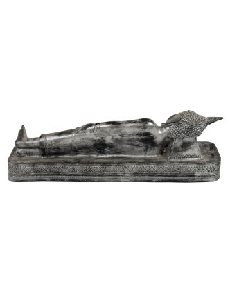 Narozeninový Buddha, úterý,  pryskyřice, stříbrná patina, 50cm