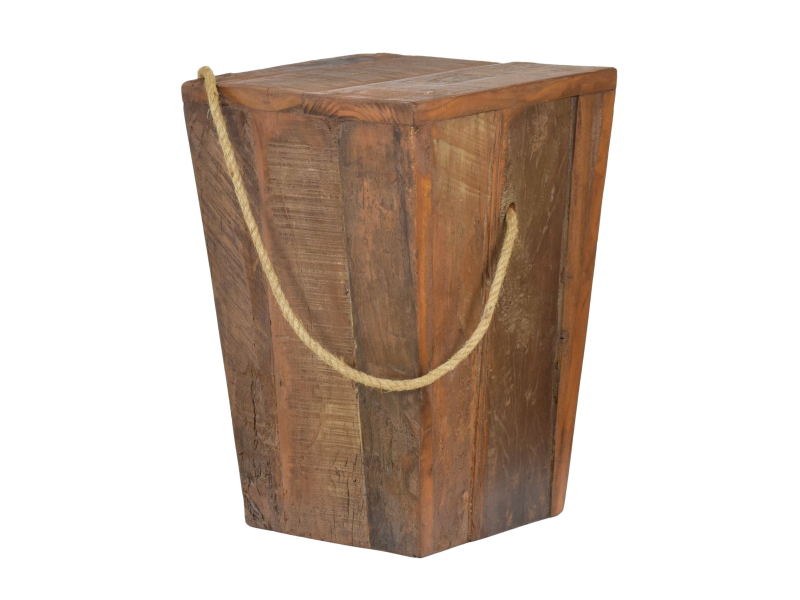 Stolička z teakového dřeva, madlo z provazu, 30x30x43cm