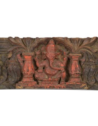 Starý dřevěný portál, Ganéš, ručně vyřezávaný, 77x5x17cm