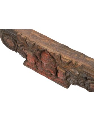 Starý dřevěný portál, Ganéš, ručně vyřezávaný, 77x5x17cm