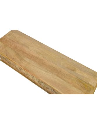 Truhla z mangového dřeva zdobená zrcátky a kováním, 144x40x45cm