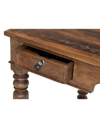 Starožitný psací stůl z teakového dřeva, 120x60x76cm