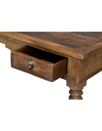 Starožitný psací stůl z teakového dřeva, 120x60x76cm
