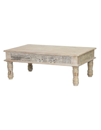 Konferenční stolek z teakového dřeva, ruční řezby, 122x75x45cm