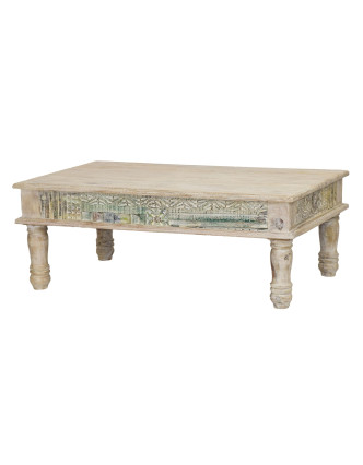 Konferenční stolek z teakového dřeva, ruční řezby, 122x75x45cm