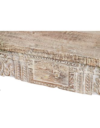 Konzolový stolek z mangového dřeva, bílá patina, 144x41x79cm