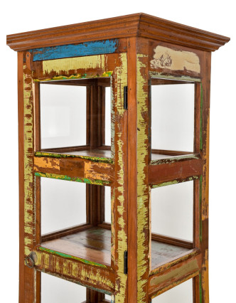 Prosklená skříňka v "GOA" stylu z teakového dřeva, 50x40x180cm