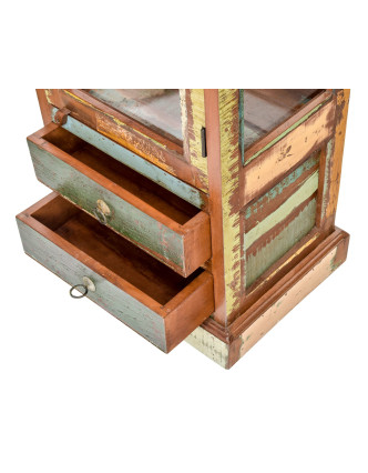 Prosklená skříňka v "GOA" stylu z teakového dřeva, 50x40x180cm