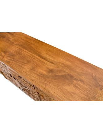 Komoda z mangového dřeva, ručně vyřezávaná dvířka, 180x43x69cm
