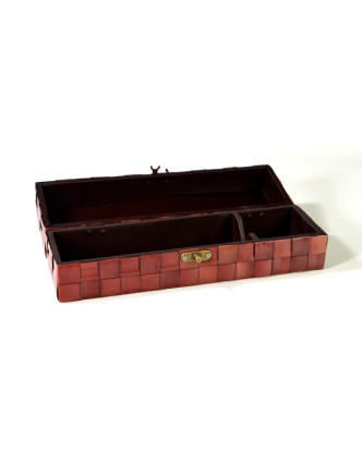 Ratanová krabice na víno, červená, 35x10x10cm
