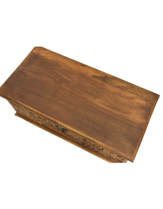 Truhla z mangového dřeva zdobená ručními řezbami, 88x43x45cm