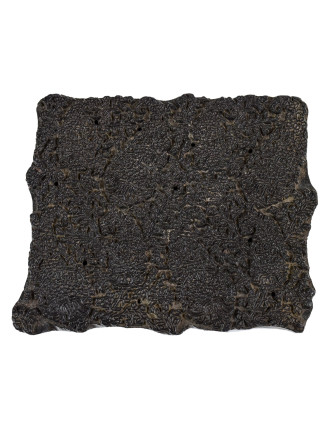 Staré razítko na textil vyřezané z mangového dřeva, květinový motiv, 18x16x7cm