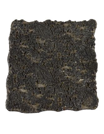Staré razítko na textil vyřezané z mangového dřeva, květinový motiv, 16x15x8cm
