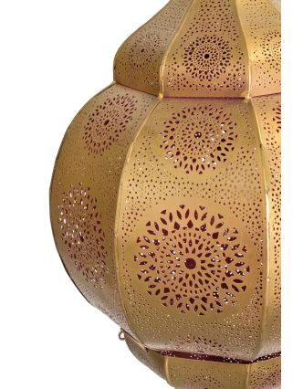 Orientální lampa s jemným vzorem, zlatá, uvnitř růžová, 30x30x65cm
