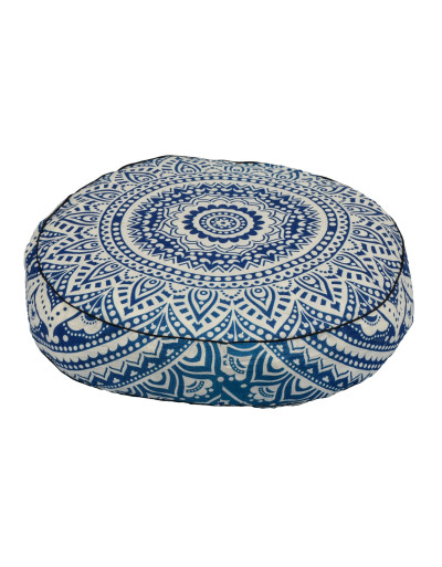 Meditační polštář, kulatý, 57x13cm, modro-bílá mandala