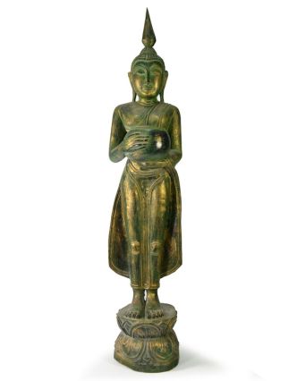 Narozeninový Buddha teakový 30" - středa, bronzová patina