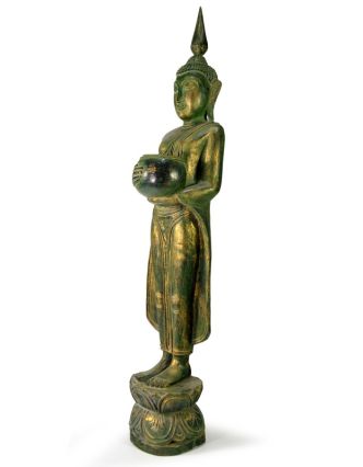 Narozeninový Buddha teakový 30" - středa, bronzová patina