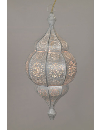 Lampa v orientálním stylu s jemným vzorem, bílá, uvnitř bílá, 25x25x50cm