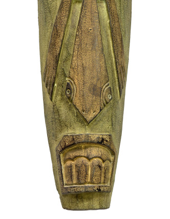 Domorodá maska z balzového dřeva, zelená patina, 22x155cm