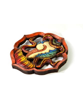 Astamangal symbol, mušle, malované vyřezávané dřevo, 20cm