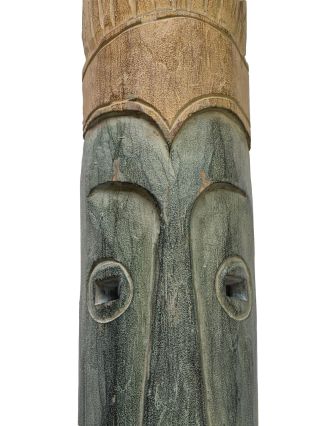 Domorodá maska z balzového dřeva, zelená patina, 22x146cm
