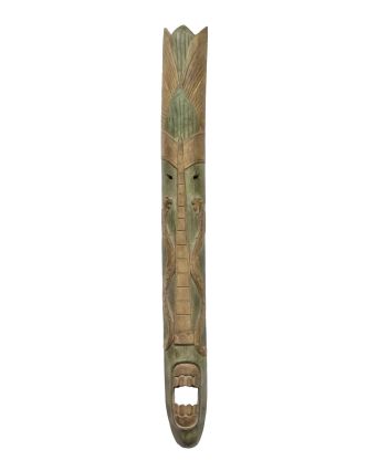 Domorodá maska z balzového dřeva, zelená patina, 203cm
