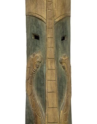 Domorodá maska z balzového dřeva, zelená patina, 201cm