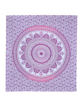 Přehoz na postel, růžovo-fialový tisk, mandala, 220x230cm
