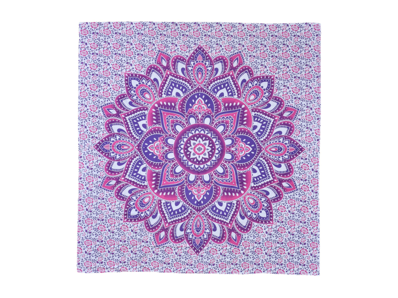Přehoz na postel, růžovo-fialový tisk, mandala, 220x230cm